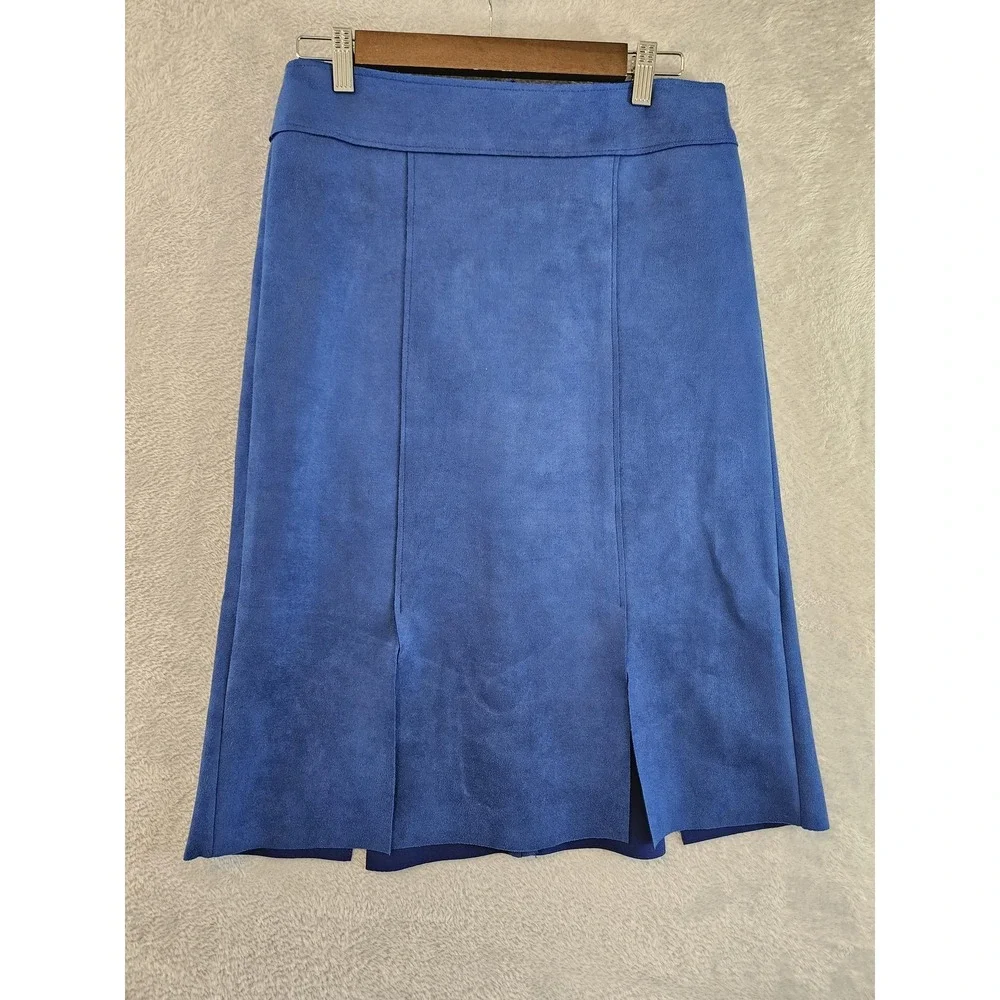 Mignon Doo‎ Skirt NWT Womens Small Faux Suede Lined Career Midi Split Front